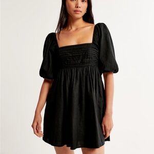 Elegant Black Puff Sleeve Dress